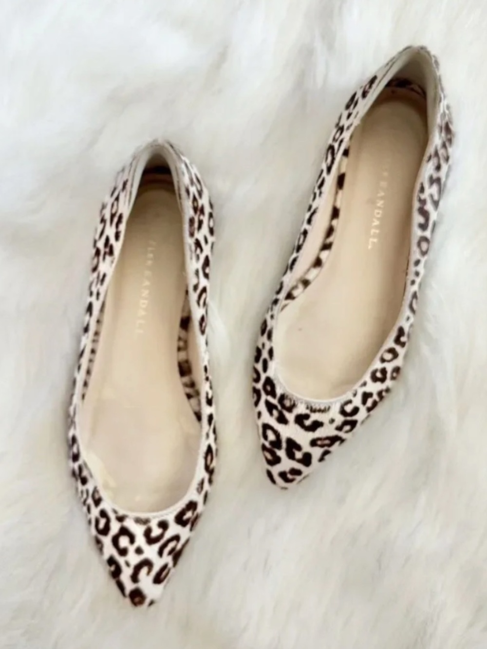 Loeffler Randall Quinnie Pointed Toe Slip-On Flats Pony Hair Animal Print 6.5